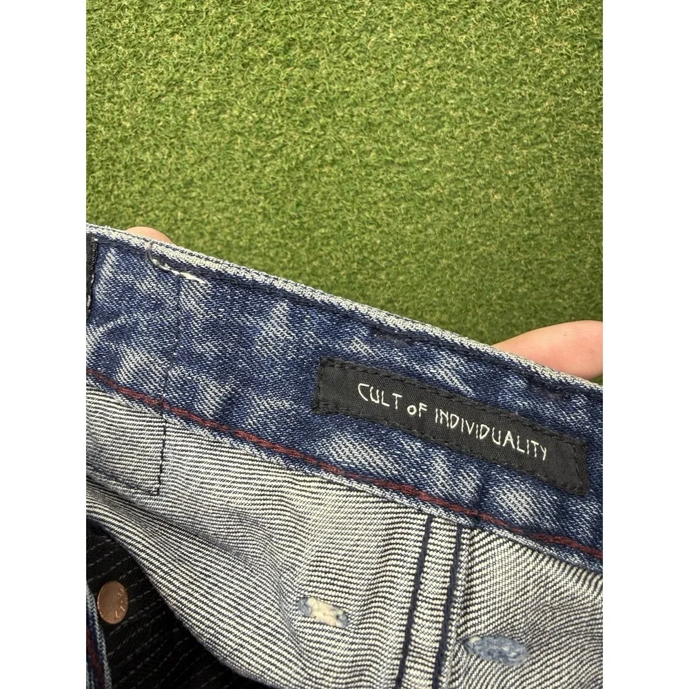 Cult of Individuality Greaser Moto Jeans Mens 34x34 Distressed Denim Rips y2k